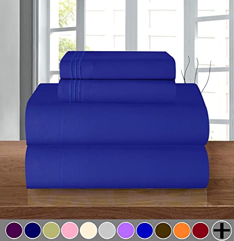 Elegant Comfort Luxury Soft 1500 Thread Count Egyptian 4-Piece Premium Hotel Quality Wrinkle and Fade Resistant Coziest Bedding Set, Easy All Around Elastic Fitted Sheet, Deep Pocket up to 16inch, Queen, Royal Blue