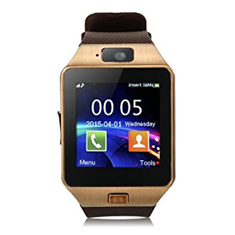 Padgene Bluetooth Smart Watch with Camera for Smartphones - Gold