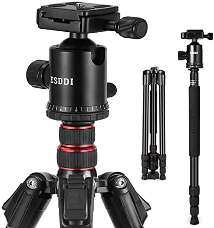 ESDDI Camera Tripod, 79" Aluminium Alloy Travel Tripod Monopod with 360° Ball Head and 1/4” Quick Release Plate for DSLR, Canon, Nikon, Sony Camera