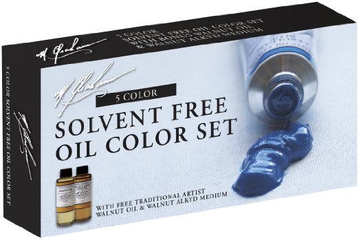 M. Graham Tube Oil Paint Basic Color 5-Color Set with Walnut Alkyd and Walnut Oil Medium, 1.25-Ounce