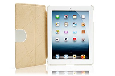 Skiva LeatherShield Plus Case [100% Genuine Premium Leather Case] iPad 4 (iPad with Retina Display) & iPad 3 (Color: White) [Model No.: A105] - 1 Year Warranty