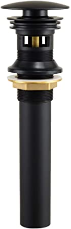 Pop up Drain Stopper for Bathroom Sink Faucet with Press and Seal Plug, Matte Black Finish with Overflow by Purelux