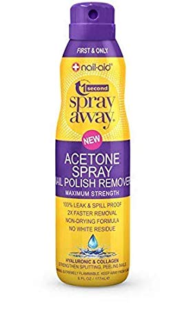 Nail-Aid Acetone Spray Nail Polish Remover–Hydrates Skin and Nails – Removes Nail Polish Completely – No White Residue – Professional – Spray Application (Hyaluronic & Collagen) (Light Yellow)