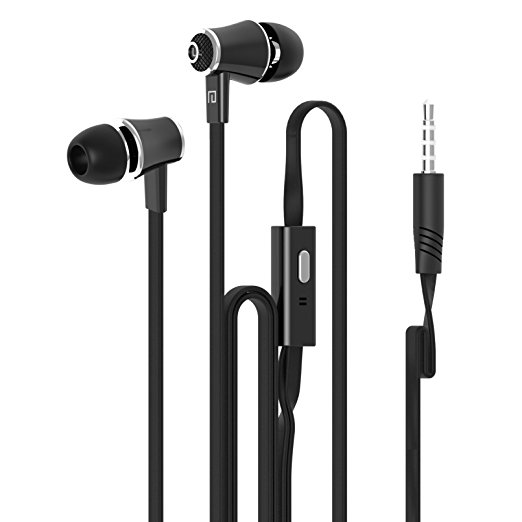 Dastone 3.5mm Noise Isolating Bass In-ear Stereo Earphones Earbuds Headset,headphones with Remote Control & Microphone for Smartphones Tablets Laptops Earphone Andriod IOS (Black)