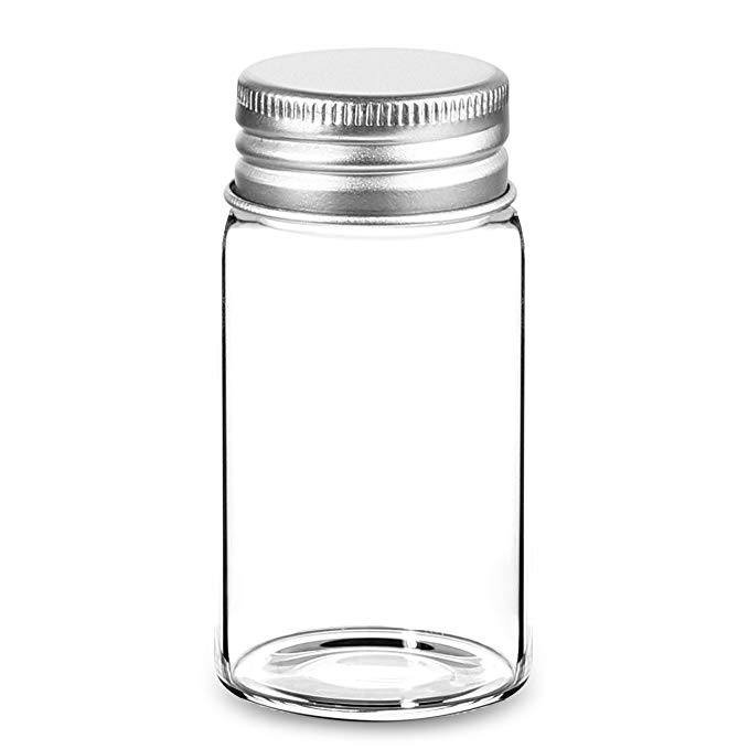 1.7 Oz 50ml Empty Clear Glass Bottles with Screw Lids Sealed - Multi Purpose Air Tight Storage Containers, Pack of 25