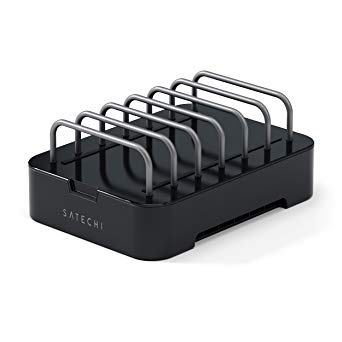 Satechi 6-Port Multi-Media Organizer Dock & Desktop Charging Station - Compatible with iPhone, iPad, Smartphone, PC, Tablets (Black)