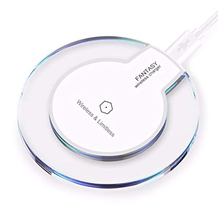 Erholi New Wireless Charger Crystal Round Charging Pad with Receiver for iPhone Charging Stations
