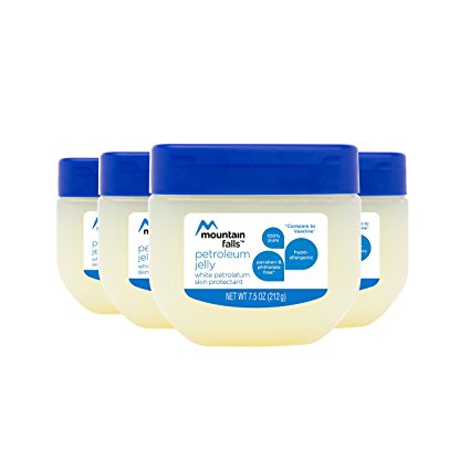 Mountain Falls Hypoallergenic 100% Pure Petroleum Jelly White Petrolatum Skin Protectant, Paraben-free, Compare to Vaseline, 7.5 Ounce (Pack of 4)