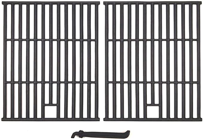 BBQSTAR 17-1/4-inch Matte Cast-Iron Grill Cooking Grate for Brinkmann 810-9490 9419 Nexgrill 720-0649 Aussie 6703C8FKK1 6804S8-S11 Member’s Mark, 2-Pack Grill Replacement Grates with Lifter