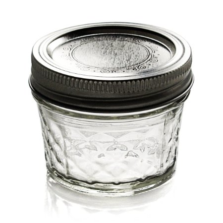 Ball Jar Crystal Jelly Jars with Lids and Bands Quilted 4-Ounce Set of 12