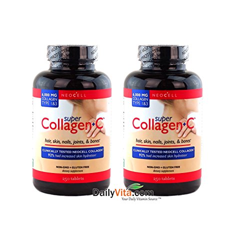 Super Collagen c (Type 1&3) 250 Tablets (2 Pack) by Neocell