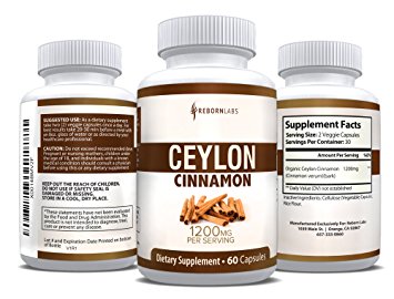 Organic Ceylon Cinnamon Capsules for Blood Sugar Support & Weight Loss | Healthier, True Cinnamon Capsules from Sri Lanka | 60 Cinnamon Pills | 1,200mg Cinnamon Bark Extract | Natural Supplement