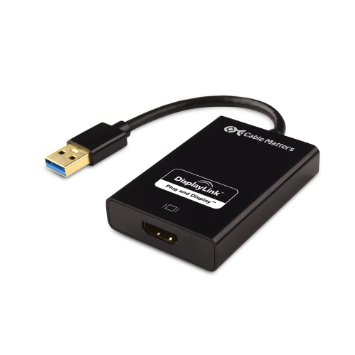 Cable Matters USB 3.0 to HDMI DVI Adapter for Windows and Mac up to 2560x1440 / 1920x1200 (103046) - Black