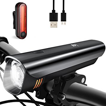 DB DEGBIT Anti-glare Bike Lights Front and Back, StVZO Standard Waterproof USB Rechargeable LED Bicycle Light Set, Powerful Headlight & Free Rear Light, Easy Install & Released Cycling Flashlight