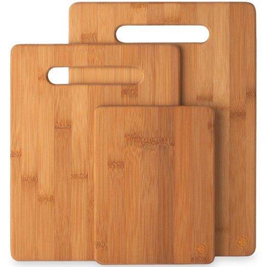 Bamboo Cutting Board 3-Piece Set of 100% Natural Bamboo Cutting Boards By Bambüsi By Belmint