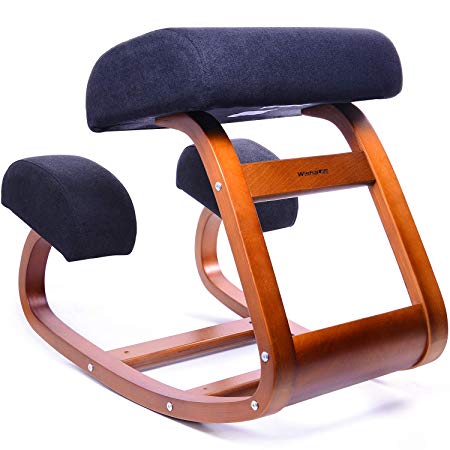 Ergonomic Office Chair, WishaLife Kneeling Chair Rocking Posture Wood Stool for Home Office & Desk Chair |Orthopedic Stool Relieving Back and Neck Pain & Improving Posture | Larger Seat,Thick Cushions