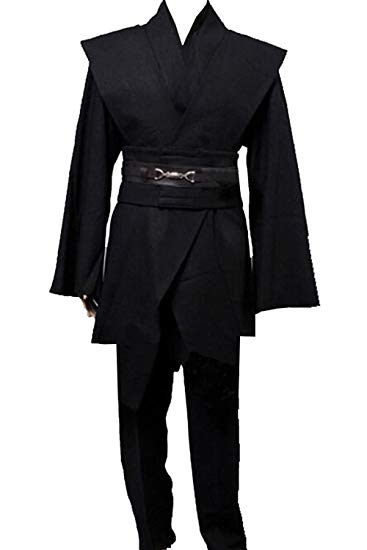 Amayar Men's Tunic Hooded Robe Cloak Knight Fancy Cool Cosplay Costume kids M Black(outer Cloak)