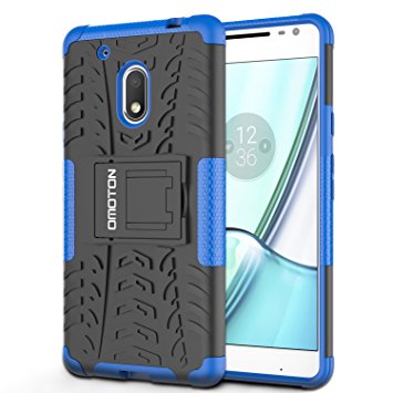 OMOTON Motorola Moto G4 Play Case- Dual Layer [Soft TPU Interior] [Durable PC Exterior] [Built-in Stand] Case for Motorola Moto G4 Play , Blue