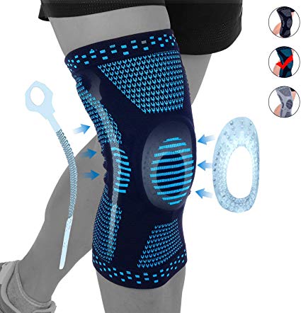 NEENCA Professional Knee Brace Compression Sleeve,Elastic Knee Wraps with Silicone Gel & Spring Support,Medical Grade Silicone Knee Protector for Meniscus Tear Arthritis Sports Men Women, X-Large