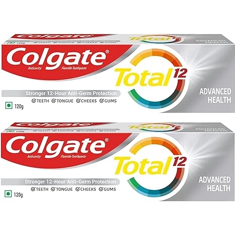 Colgate Total 12 Whole Mouth Health 120g Advanced Health Toothpaste (240g, Pack of 2, 120g each)