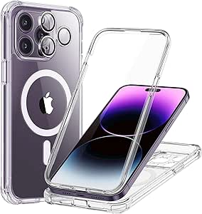 ESR Magnetic for iPhone 14 Pro Max Case [Compatible with MagSafe] Full-Body Military-Grade Drop Proof Phone Case for iPhone 14 Pro Max with Built-in 9H  Tempered Glass Screen Protector, Clear