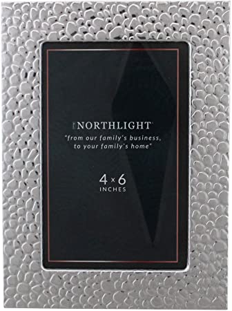 Northlight 7.5" Hammer Textured Rectangular 4" x 6" Photo Picture Frame - Silver