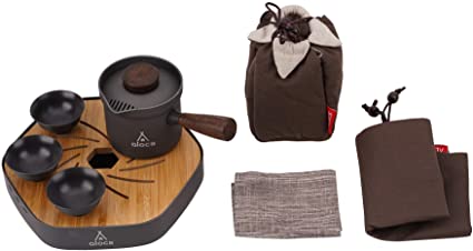 Alocs Portable Kung Fu Tea Sets,for Camping and Travelling,Not Fragile and Quick-Cooling Chinese/Japanese Teacups Set