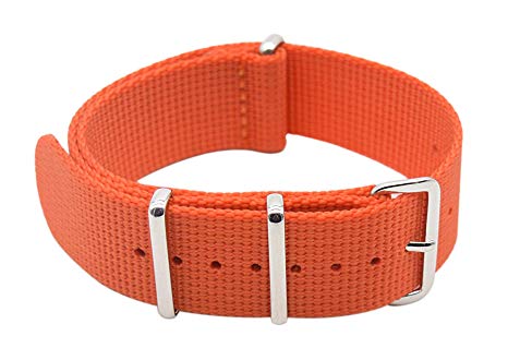 ArtStyle Watch Band with Thick Nylon Material Strap Polished Stainless Steel Buckle - Choice of Color & Width