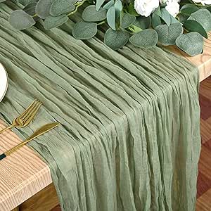 6 Pack Sage Green Cheesecloth Table Runner 13Ft Boho Gauze Table Runner Cheese Cloth Long Rustic Sheer Table Runner for Wedding Bridal Baby Shower Birthday Party Cake Table Arbor Decorations