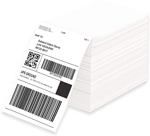 Shipping Labels Thermal Printer Labels 4x6 Sticker Paper for Shipping Packages Compatible with Rollo, Phomemo and Most Thermal Printer, Pack of 500, 4''x 6'' Fan-Fold Labels - Commercial Grade