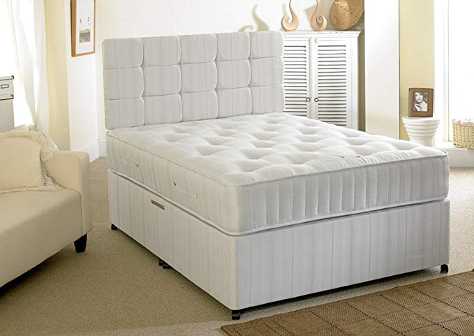 Happy Beds Extra Firm Divan Bed Set With Orthopaedic Mattress No Drawers No Headboard 5' King Size 150 x 200 cm
