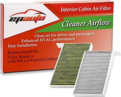 EPAuto CP681 (1107681-00-A) Replacement Cabin Air Filter includes Activated Carbon for Tesla Model 3
