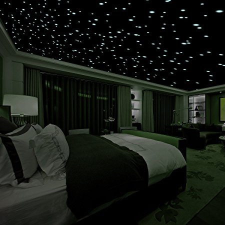 Realistic 3D Domed Glow in the Dark Stars,606 Dots for Starry Sky, Perfect For Kids Bedding Room Gift(606 stars) (Green)