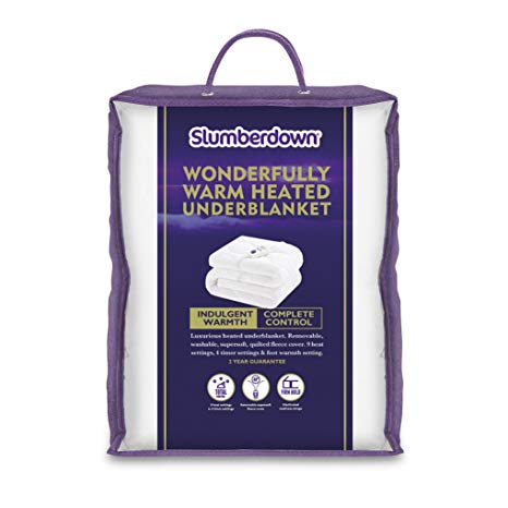 Slumberdown Wonderfully Warm Electric Blanket, White, Single,