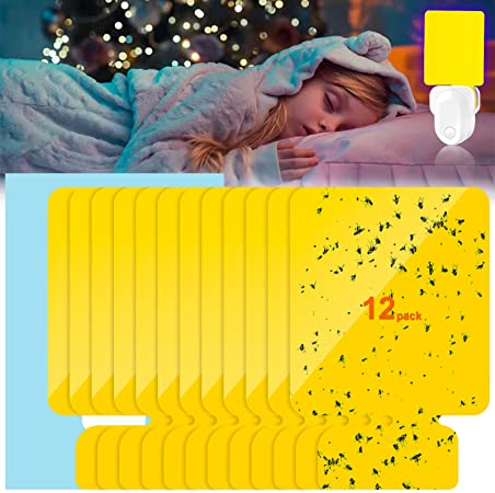 24 Pcs Flying Insect Trap Refill, Indoor Plug-in Replacement Glue Plates, Safe Odor-Free Sticky Glue Cards, Sticky Refill Kit for Insect Trap, Mosquito Trap, for Fruit Flies, Mosquitoes, Gnats, Moths