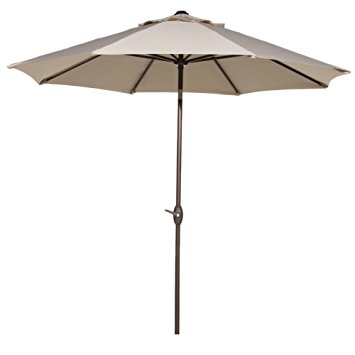 Abba Patio 11-Feet Patio Umbrella Outdoor Market Umbrella with Push Button Tilt and Crank, 8 Ribs, Beige