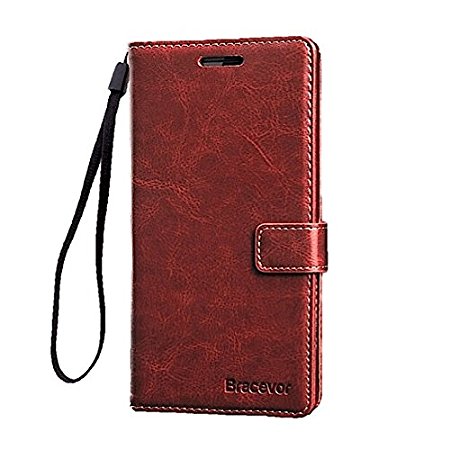 Bracevor OnePlus 2 (Oneplus two) Premium Leather Wallet Stand Case Flip Cover - Executive Brown