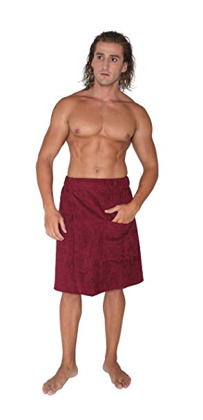 Arus Men's Organic Turkish Cotton Adjustable Closure Spa Shower and Bath Wrap