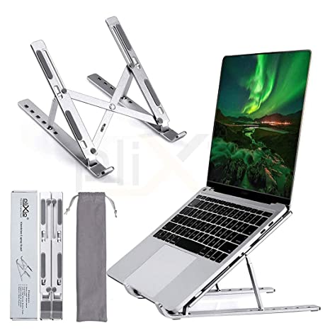 Plixio® Laptop Stand,Adjustable Laptop Stand,Aluminum Laptop Stands,Ergonomic Laptop Stands Compatible with MacBook Air Pro,Lenovo More 10-15.6" Laptops (Silver)