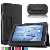 Infiland 2015 Fire 7 Case - Premium PU Leather Folio Stand Cover Case for Amazon New Fire 7 2015 Version 8 GB Tablet Only Black