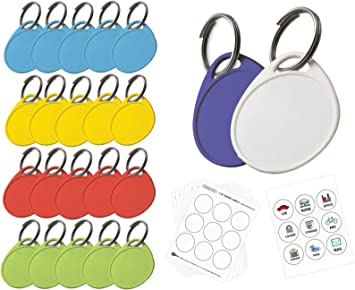 Lucky Line Products Round Label-It Plastic Tags, Assorted Colors with Labels, 25 Pack (25029)