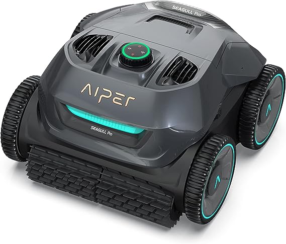 (2023 New) AIPER Seagull Pro Cordless Robotic Pool Vacuum Cleaner, Wall Climbing and Smart Navigation, 180 Mins Battery time, Strong Power Scrubbing Brush for Above/In-Ground Pools up to 60 FT