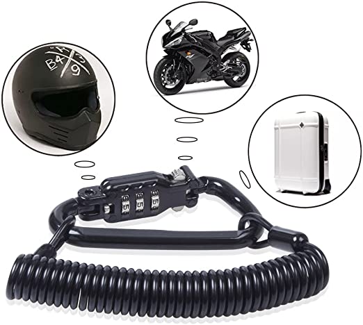 Helmet Lock, EFORCAR Tough Motorcycle 3-digit Combination Password Lock and 6 Feet Steel Cable for the Safety of Your Helmets