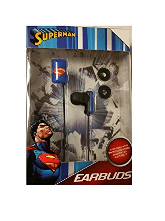 Superman Earbuds Compatible with iPhones/iPods/iPads, Smartphones and Tablets!