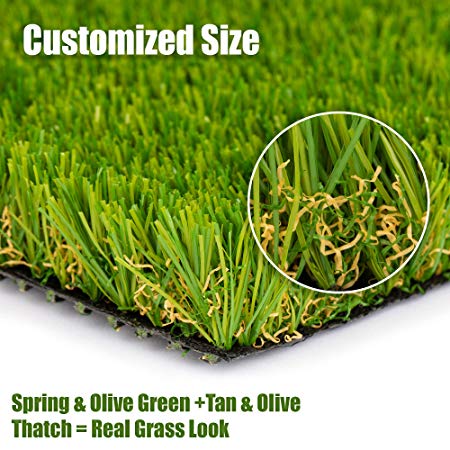SMARTLAWN Professional Realistic Artificial Grass/Turf 6.5'X10' 1.25in Pile Height Carpets for Indoor and Outdoor Use,Soft and Lush Natural Looking Synthetic Mats