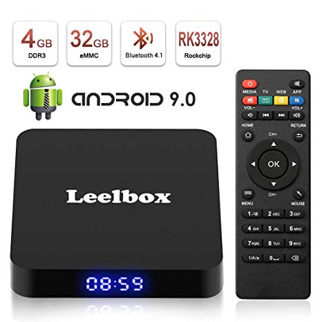 Android 9.0 Leelbox Updated Q4 Android Box Quad Core 4GB RAM 32GB ROM RK3328 Quad-core, Support BT 4.1/WiFi/3D/4K/H.265/USB 3.0 [2019 Version]