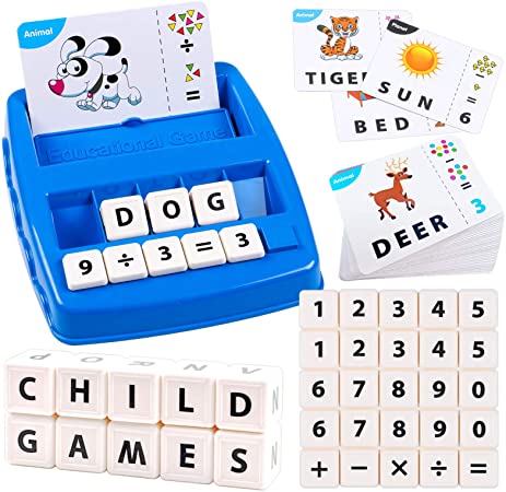 Tacobear Educational Toys for 3-8 Year Olds Kids Toddler Toys Matching Letter and Number Game Alphabet Spelling Counting Games Preschool Learning Toys Christmas Birthday Gifts for Boys Girls (D Blue)