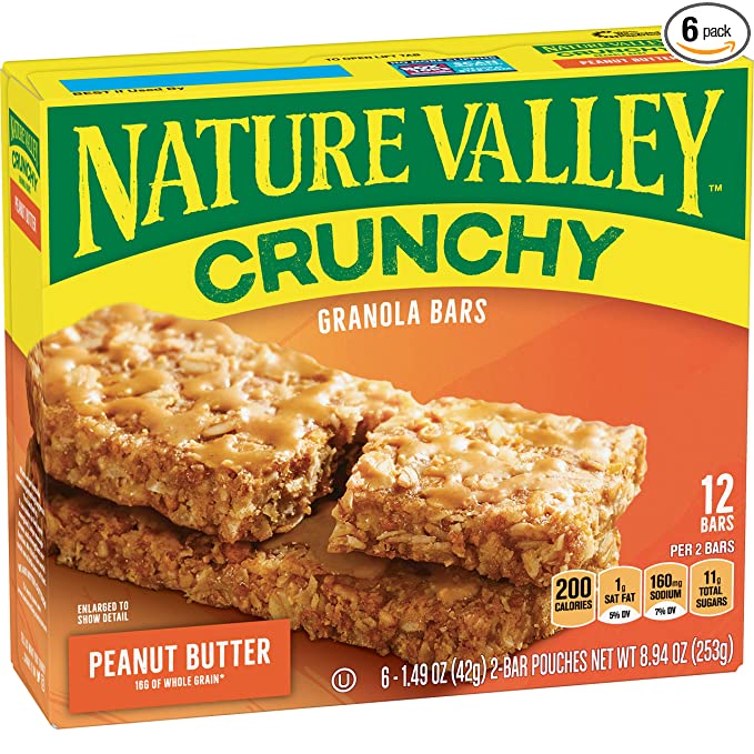 Nature Valley Granola Bars, Crunchy Peanut Butter, 12 Bars (Pack of 6)