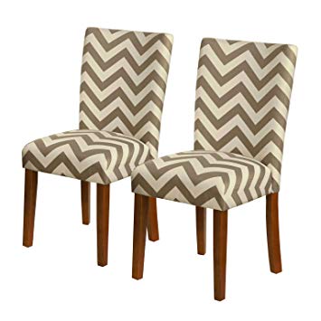 Kinfine USA Inc. HomePop Parsons Upholstered Accent Dining Chair, Set of 2, Grey Chevron