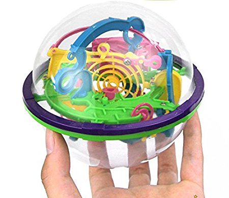 Lumiparty Intellect 3D Maze Ball Best Gift Independent Play for Children 7-15 Years Diameter 4.4" Containing 100 Challenging Barriers(Colors may vary)